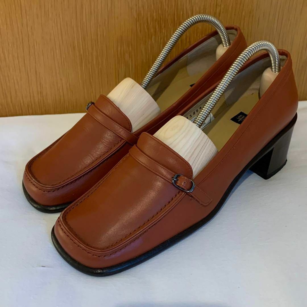 卑弥呼 ヒールローファー スクエアトゥ チャンキーヒール ベルト付き