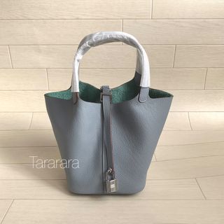 ●leather bucket bag グレー S●本革(トートバッグ)