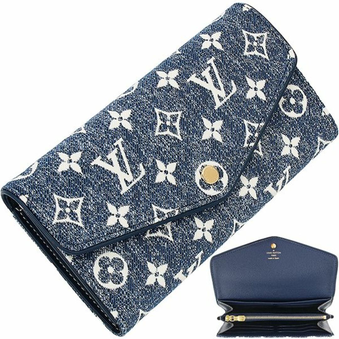 ルイヴィトン 二つ折り 長財布 レディース デニム ブルー LV 新品 4650