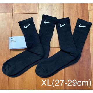 ナイキ(NIKE)の新品　ナイキ　XL(27-29cm)  クッション　クルーソックス　黒2足セット(ソックス)