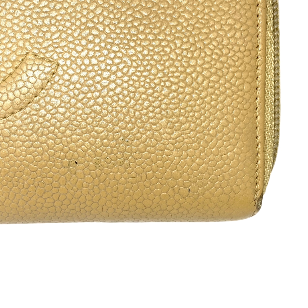 CHANEL - シャネル ラウンドファスナー長財布 キャビアスキン ベージュ