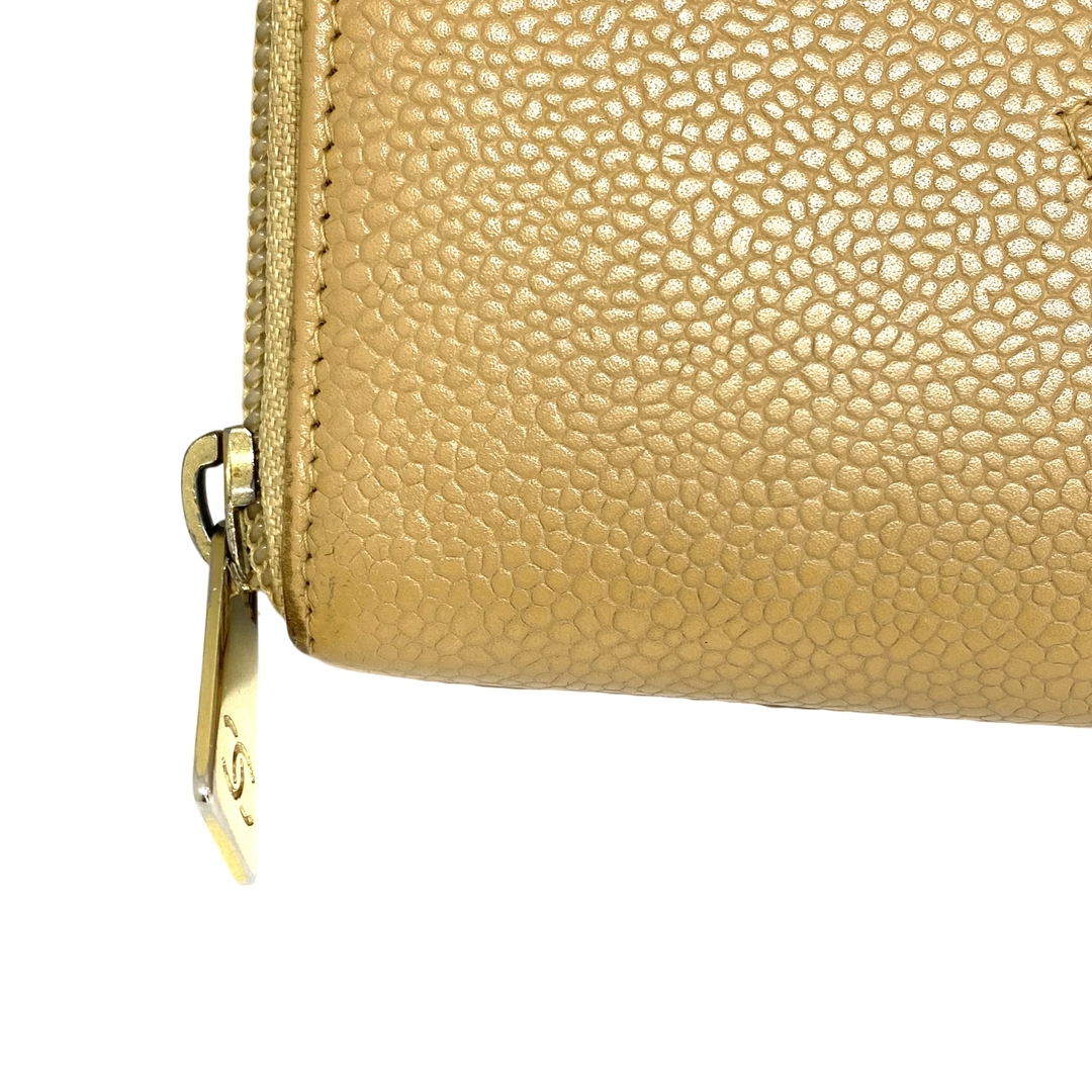 CHANEL - シャネル ラウンドファスナー長財布 キャビアスキン ベージュ