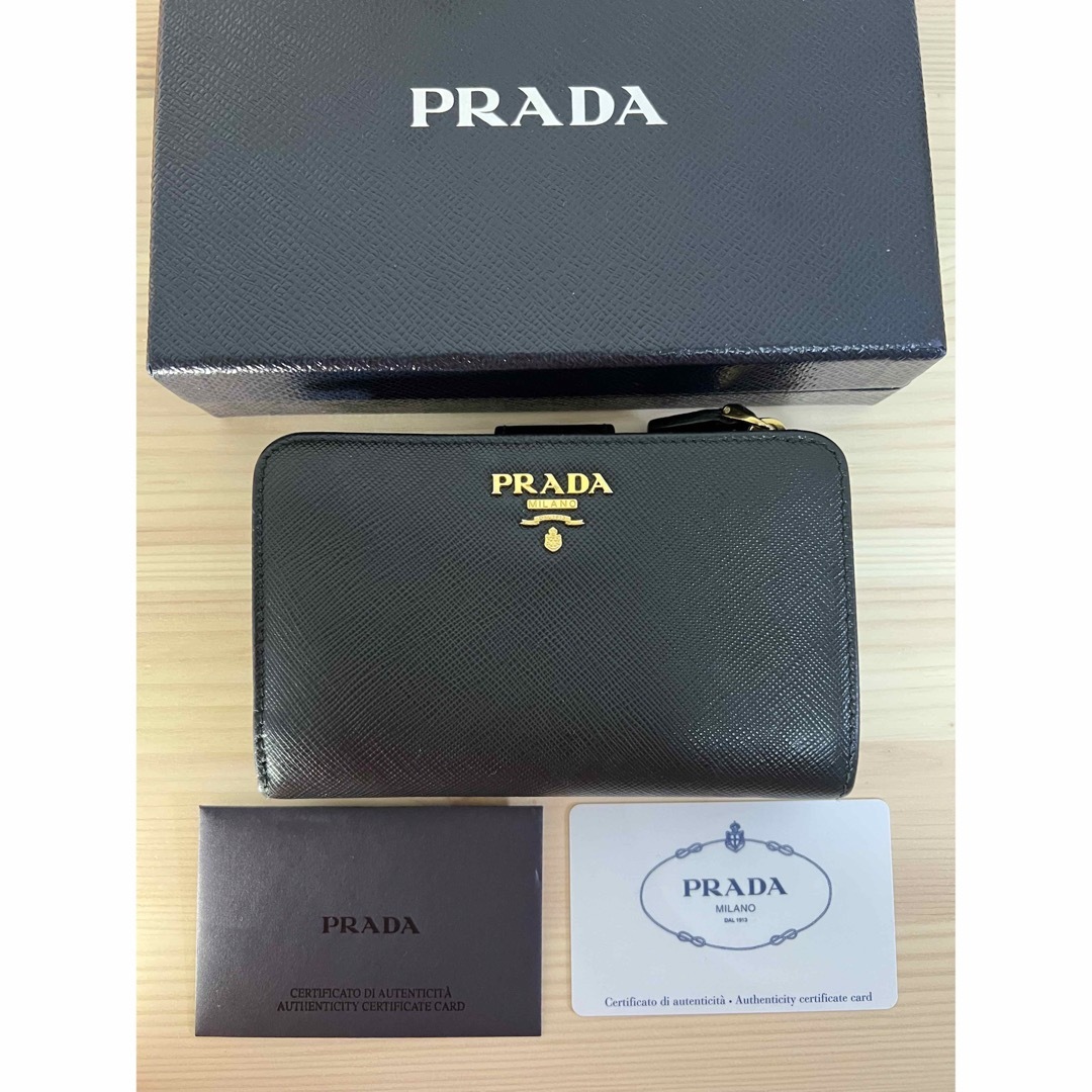 美品 PRADA プラダ 財布 二つ折り サフィアーノ バイカラー 1ML225