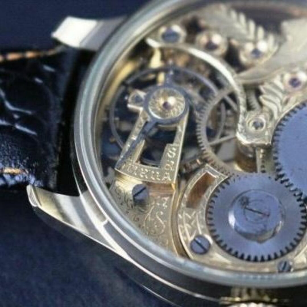 オメガ 懐中時計ムーブメント使用カスタム腕時計 フルスケ＆フリーメイソン