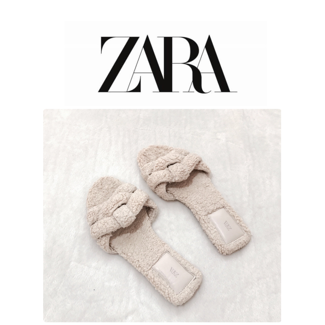 ZARA(ザラ)のZARA フラット サンダル ボア 35 ホワイトベージュ レディースの靴/シューズ(サンダル)の商品写真