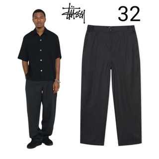 ステューシー(STUSSY)のSTUSSY STRIPED VOLUME PLEATED TROUSER 32(スラックス)