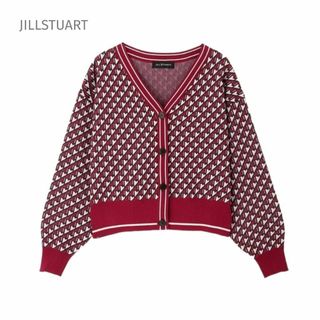 ジルスチュアート(JILLSTUART)の美品 JILLSTUART ジルスチュアート キエラジャガードニットカーディガン(カーディガン)