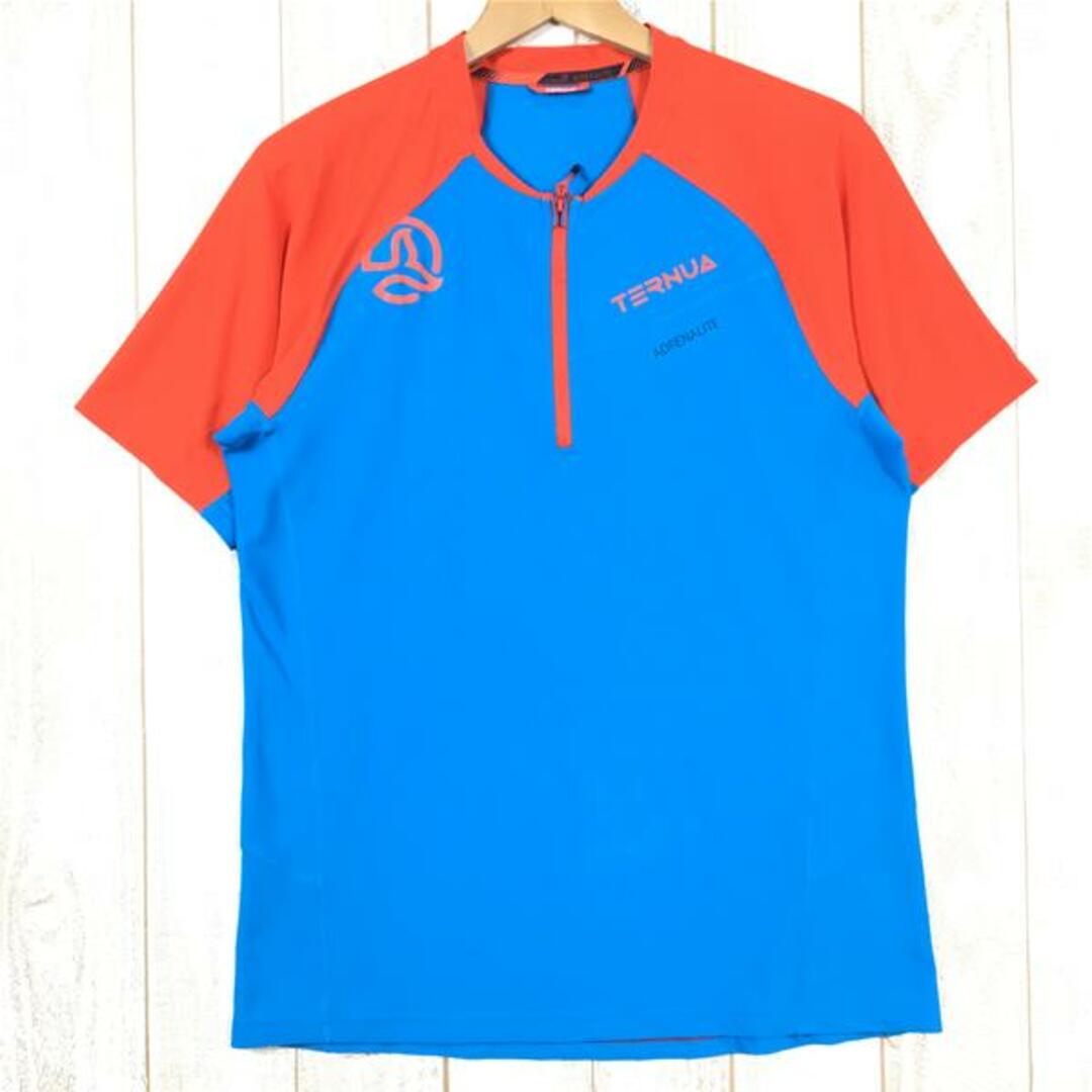 MENs M  テルヌア CAMISETA STRIDE ジップネック ショートスリーブ Tシャツ Adrenalite TERNUA 1207475 4689 OCEAN BLUE ブルー系