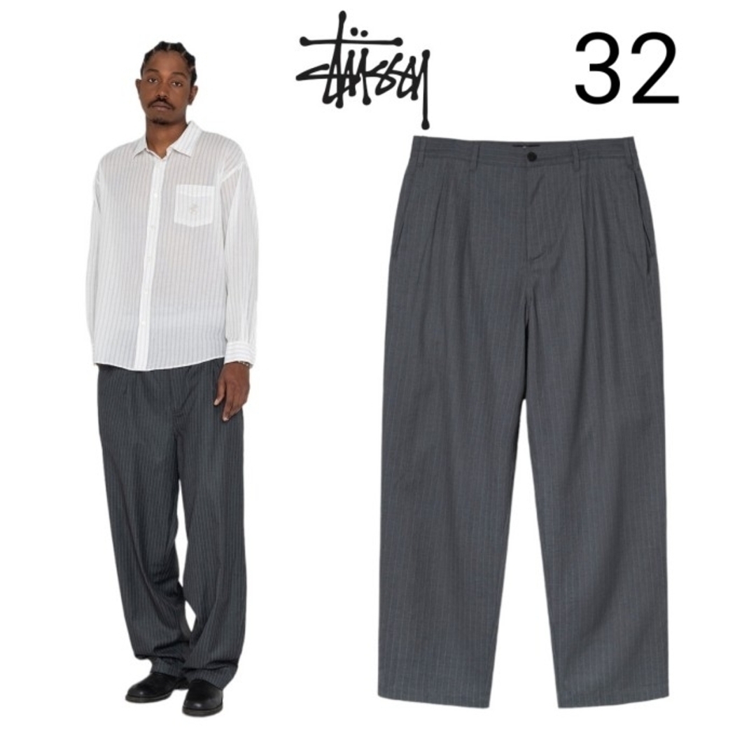 STUSSY STRIPED VOLUME PLEATED TROUSER 32