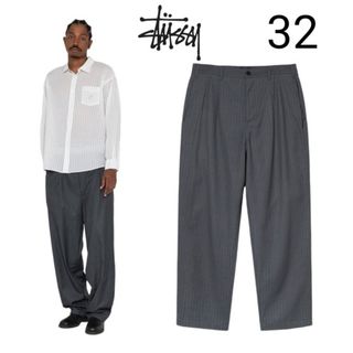 ステューシー(STUSSY)のSTUSSY STRIPED VOLUME PLEATED TROUSER 32(スラックス)