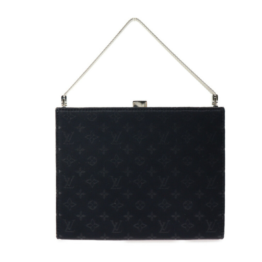 LOUIS VUITTON(ルイヴィトン)のLOUIS VUITTON ルイ ヴィトン モノグラムサテン アンジュ MM ハンドバッグ M92101 サテン   ブラック シルバー金具  がま口 ビトン 【本物保証】 レディースのバッグ(ハンドバッグ)の商品写真