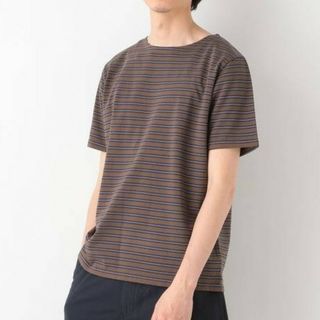 グローバルワーク(GLOBAL WORK)の【新品】GLOBAL WORK グローバルワーク　ボーダーTシャツ　ブラウン　L(Tシャツ/カットソー(半袖/袖なし))