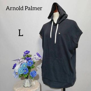 アーノルドパーマー(Arnold Palmer)のアーノルドパーマー　極上美品　袖無しパーカー　Ｌサイズ　黒色系(パーカー)