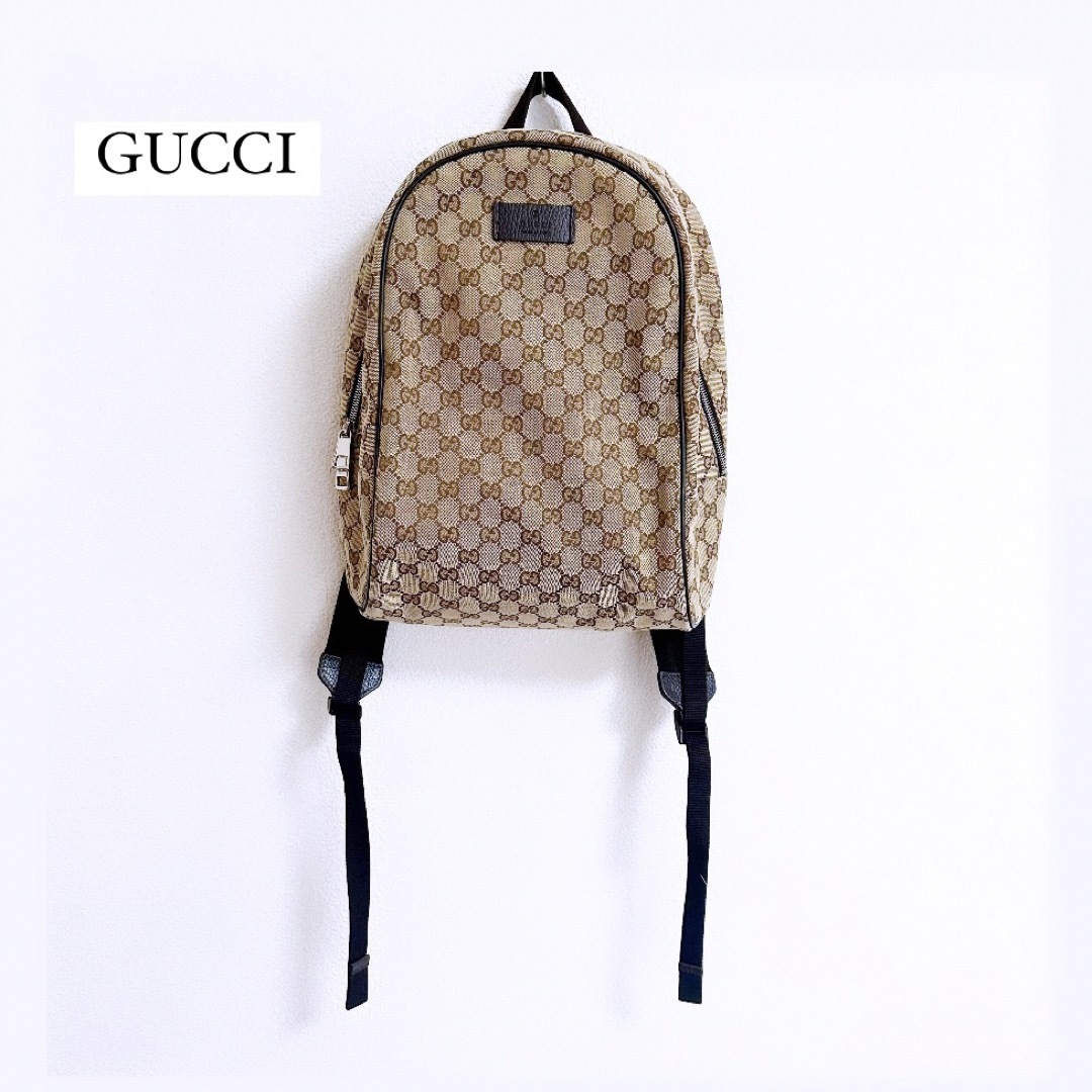 【 GUCCI 】 gg柄　バックパック　リュック　グッチ　茶色　ブラウン