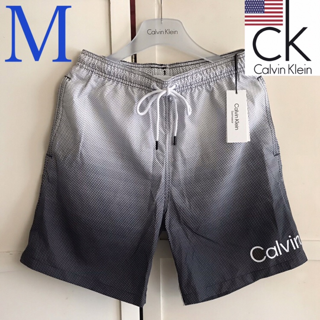 期間限定お試し価格 【新品】カルバンクライン USA メンズ 水着 M 白黒