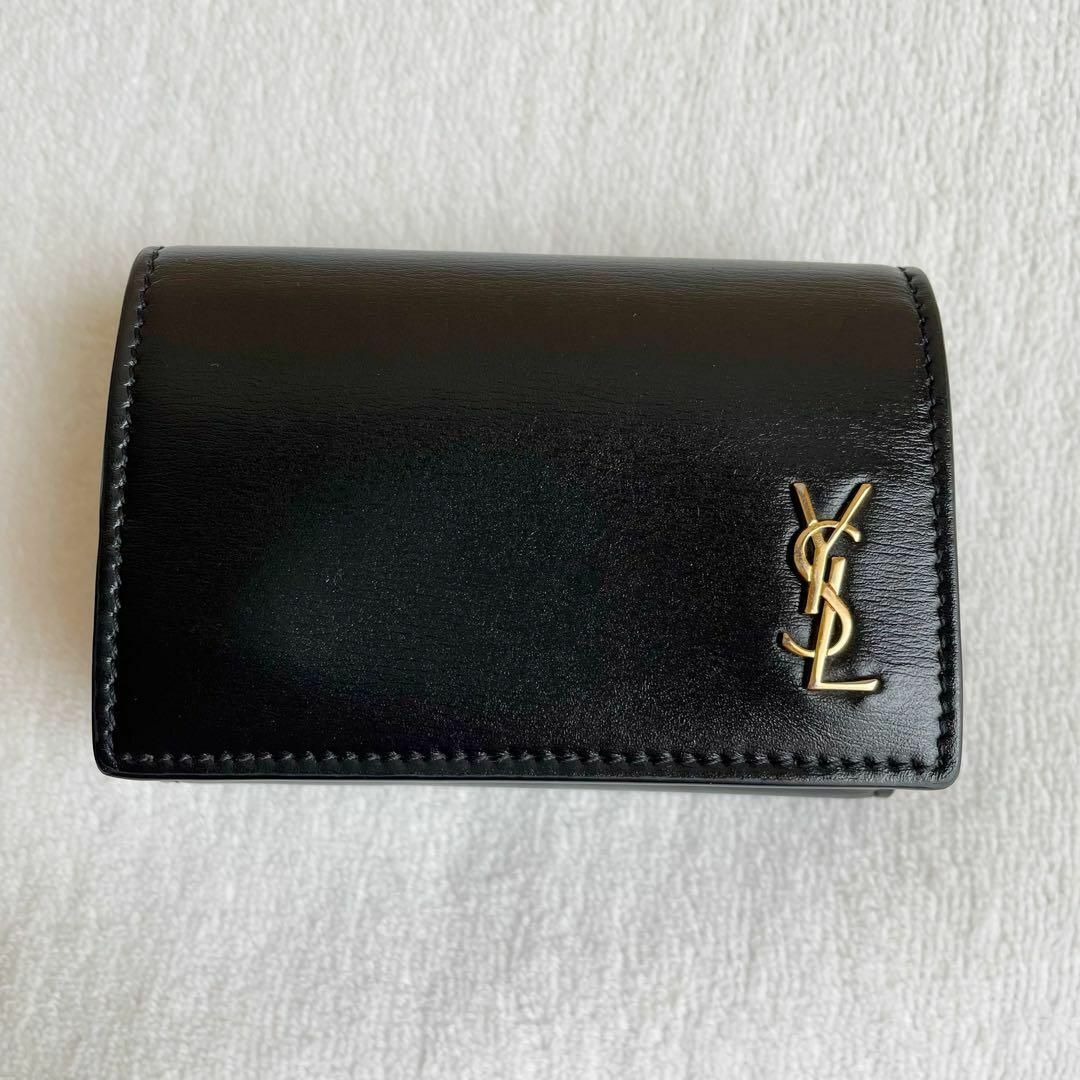 極美品✨ SAINT LAURENT 折り財布 ラウンドジップ  ロゴ金具