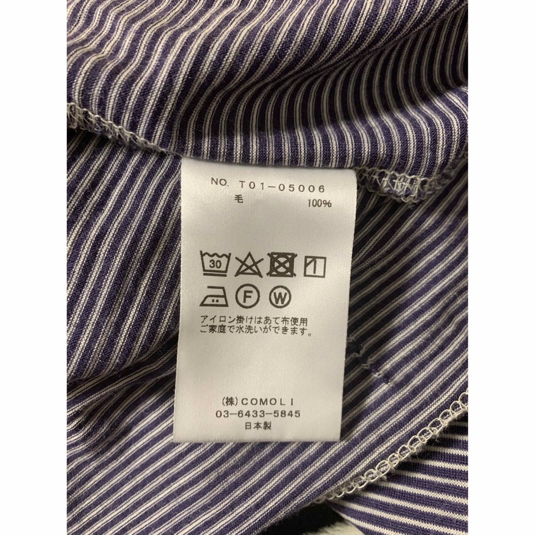 COMOLI(コモリ)のCOMOLI コモリ ウール天竺半袖クルー ボーダー メンズのトップス(Tシャツ/カットソー(半袖/袖なし))の商品写真