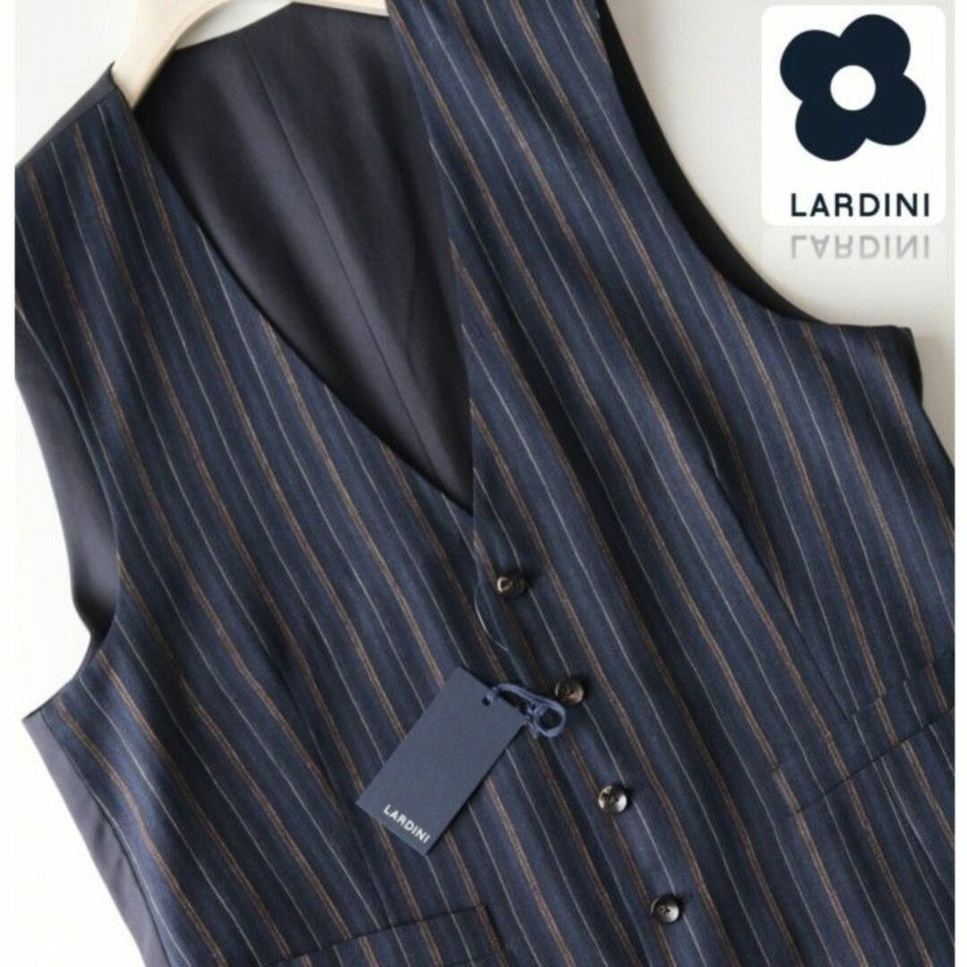 LARDINI ニットベスト ジレ 紺-