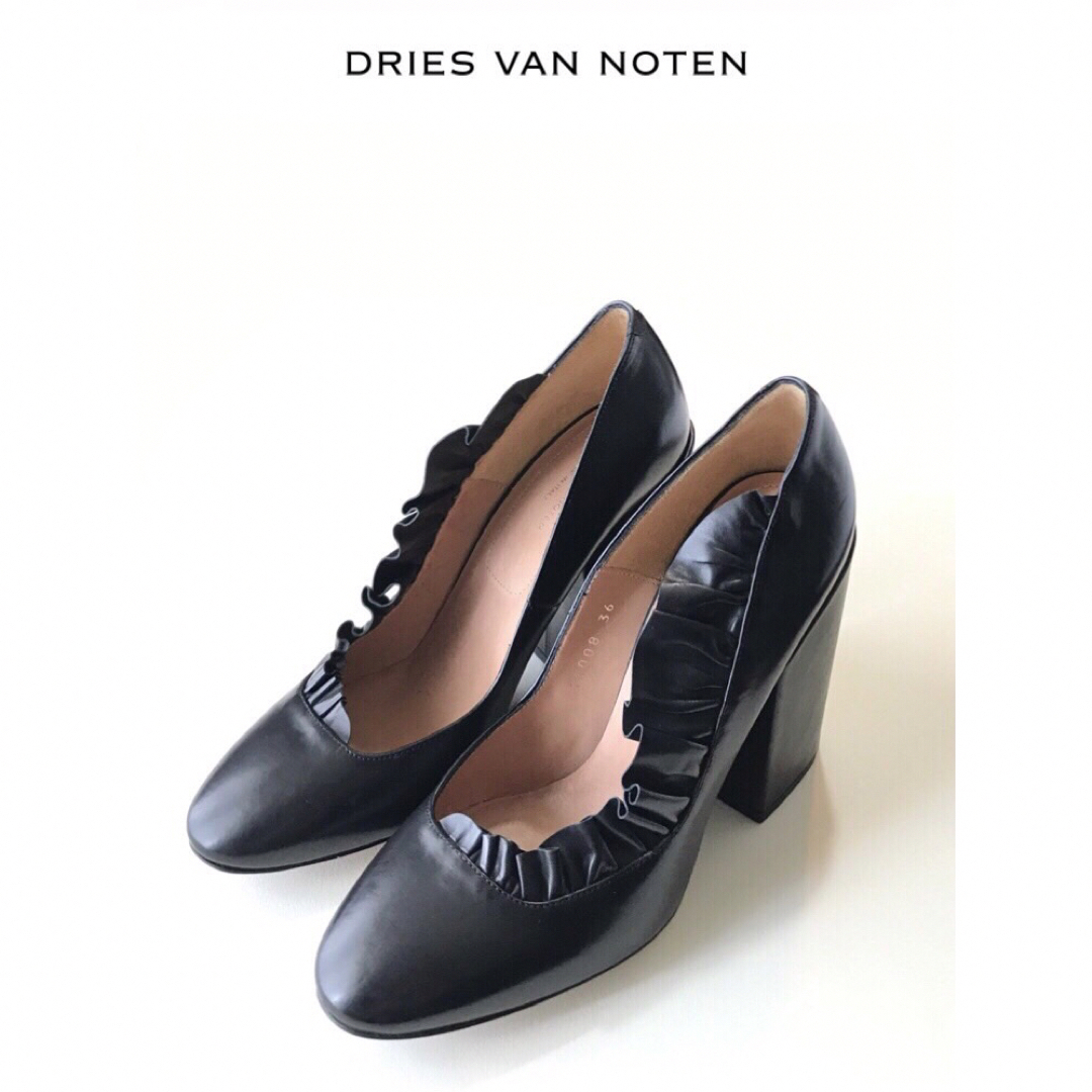 DRIES VAN NOTEN(ドリスヴァンノッテン)の定価11.7万 ドリスヴァンノッテン ラッフルディテールレザーハイヒールパンプス レディースの靴/シューズ(ハイヒール/パンプス)の商品写真