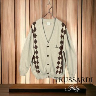 トラサルディ(Trussardi)の【トラサルディ】 カーディガン ニット アーガイル ウール １００％ イタリア製(カーディガン)