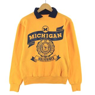 古着 UNKNOWN MICHIGAN ミシガン大学 襟付き カレッジスウェットシャツ トレーナー メンズS レディースM /eaa357346(スウェット)