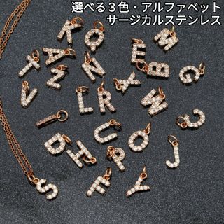 722) 極小 ジルコニア イニシャル 英字 サージカルステンレス ネックレス(ネックレス)