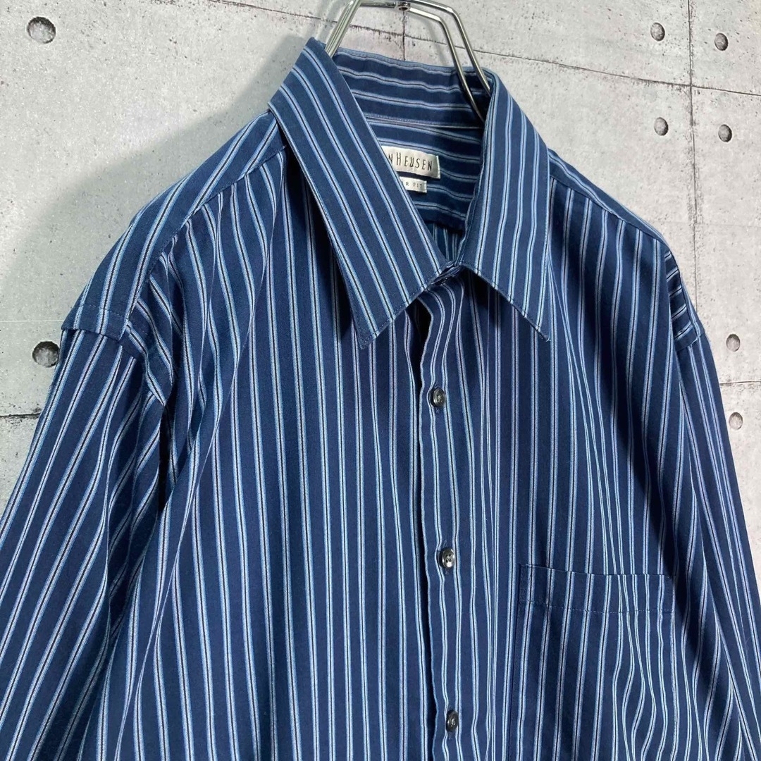 ART VINTAGE(アートヴィンテージ)の【hiro様】90s VAN HEUSEN 長袖 ストライプシャツ ビッグサイズ メンズのトップス(シャツ)の商品写真