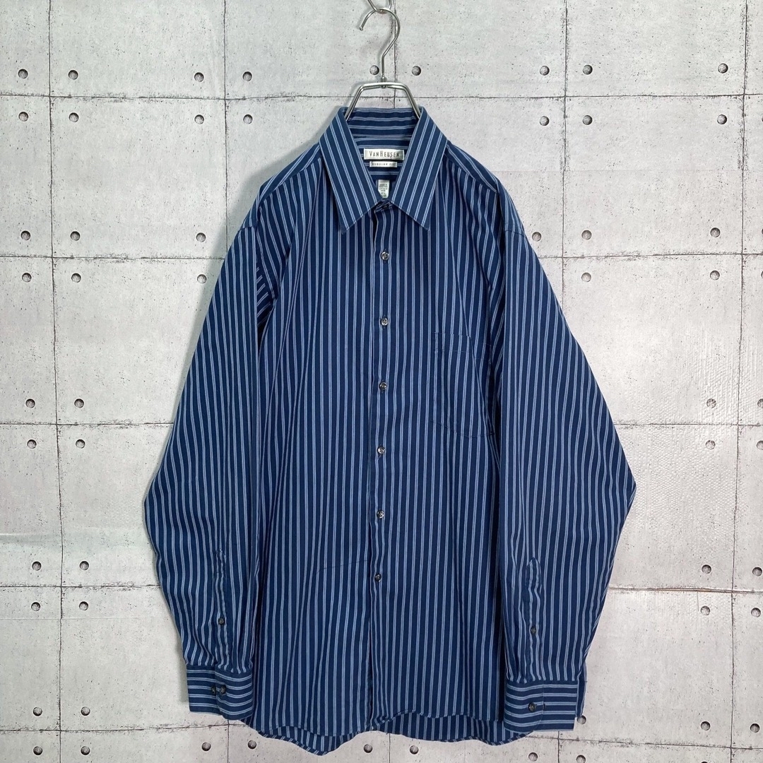 ART VINTAGE(アートヴィンテージ)の【hiro様】90s VAN HEUSEN 長袖 ストライプシャツ ビッグサイズ メンズのトップス(シャツ)の商品写真