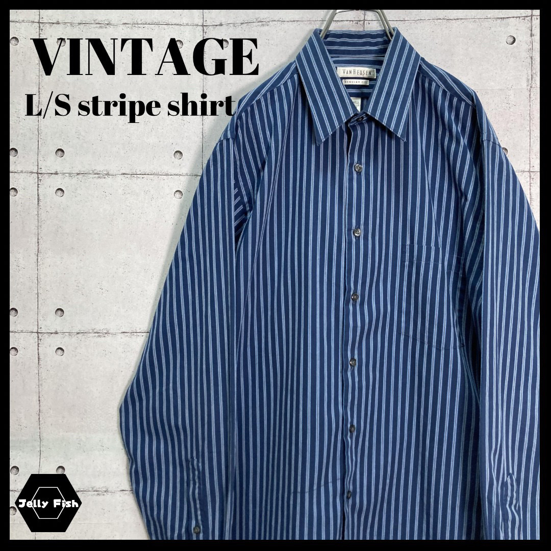 ART VINTAGE(アートヴィンテージ)の【hiro様】90s VAN HEUSEN 長袖 ストライプシャツ ビッグサイズ メンズのトップス(シャツ)の商品写真