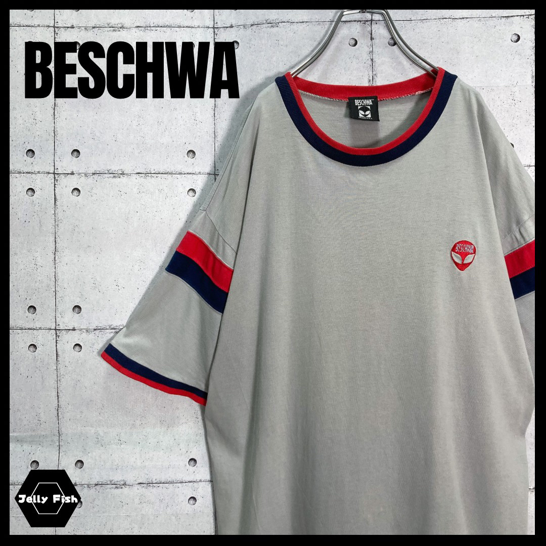 JF_ht⚫︎サイズ表記【入手困難】BESCHWA/ビシュワ リンガーTシャツ 半袖 刺繍ロゴ XL