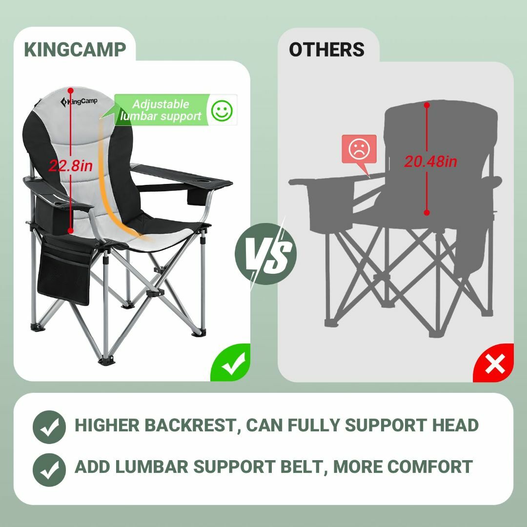 色: グレー】KingCamp アウトドアチェア 折りたたみ キャンプ チェア テーブル/チェア