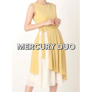 マーキュリーデュオ(MERCURYDUO)の美品！マーキュリーデュオ異素材プリーツ切替ワンピース(ひざ丈ワンピース)