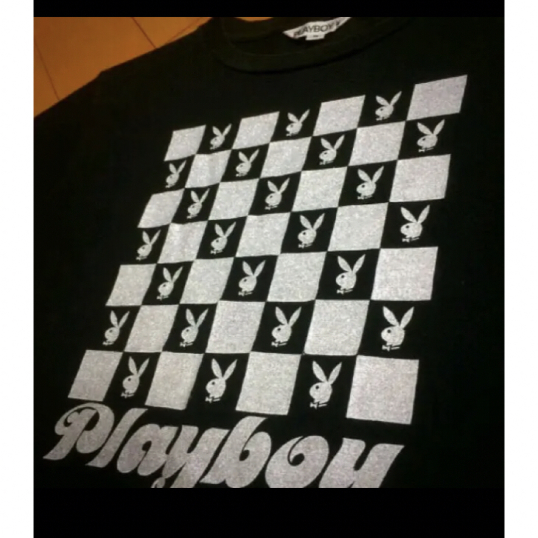 PLAYBOY(プレイボーイ)のプレイボーイシルバーラメコットンカットソー値下げ! レディースのトップス(カットソー(半袖/袖なし))の商品写真