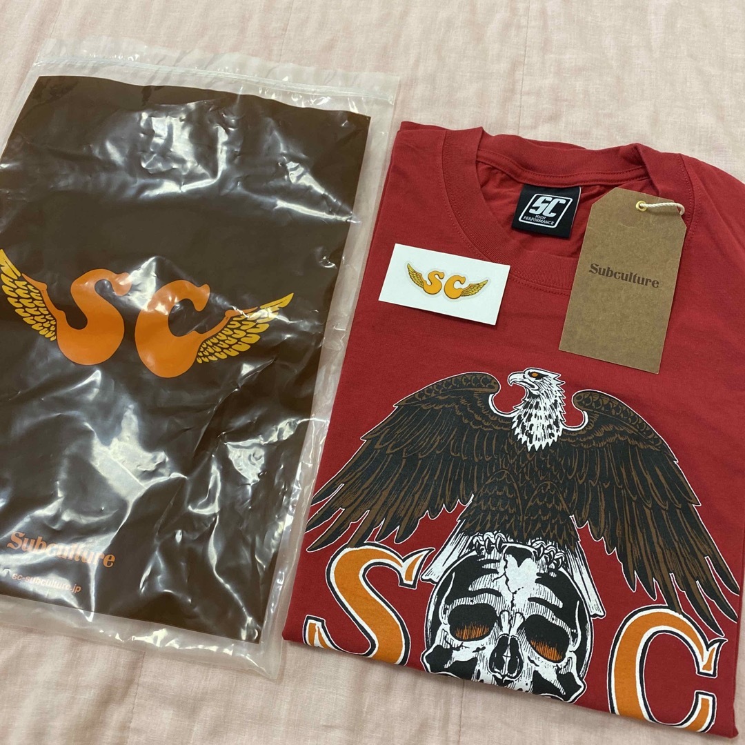 wolfsheadサブカルチャーSUBCULTURE EAGLE SKULL T-SHIRT 赤3