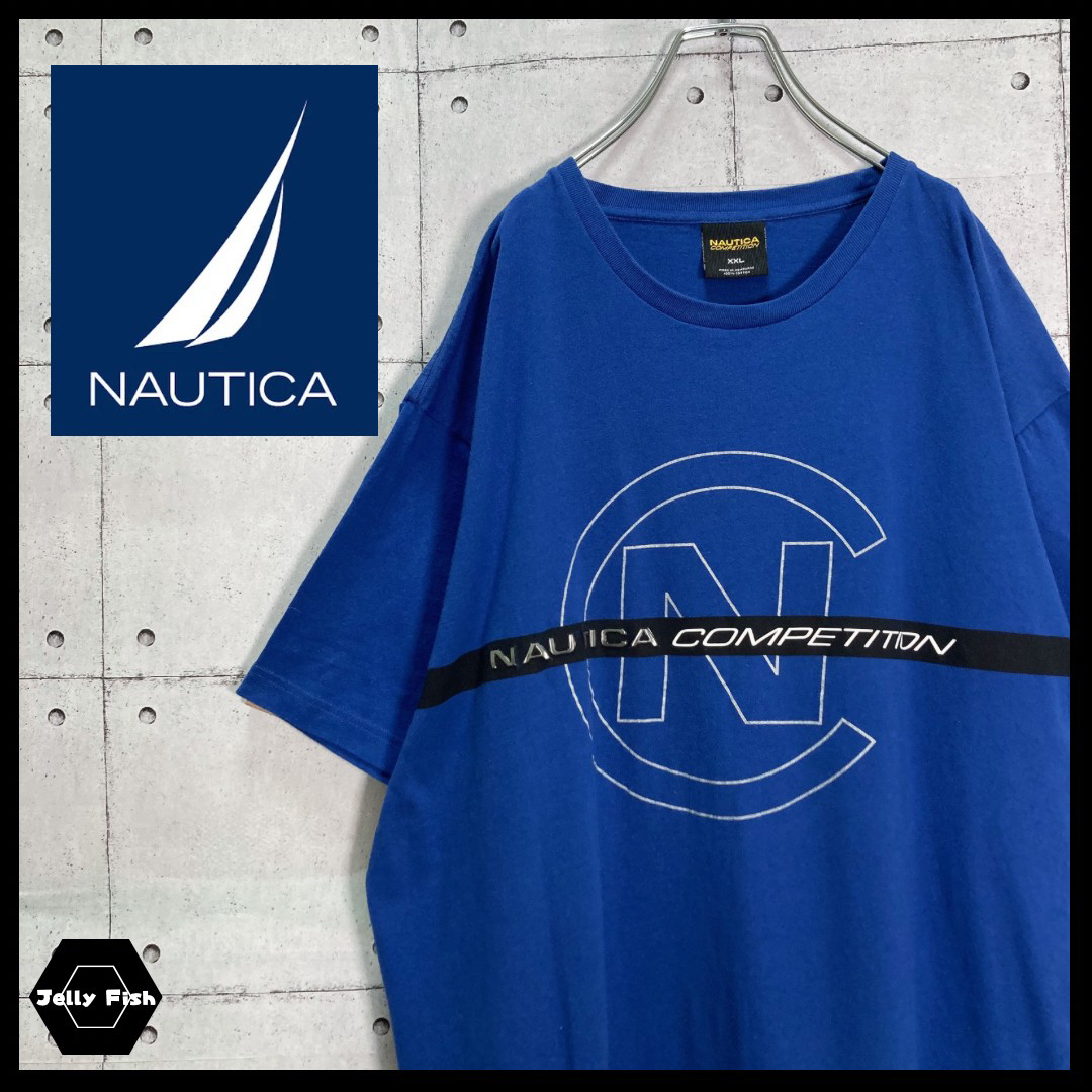 【レアデザイン】90s NAUTICA/ノーティカ 半袖 立体 ロゴTシャツ