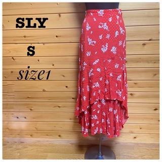 スライ(SLY)のSLY ロングスカート マーメイドスカート ２段フレアオレンジ 花柄 S(ロングスカート)