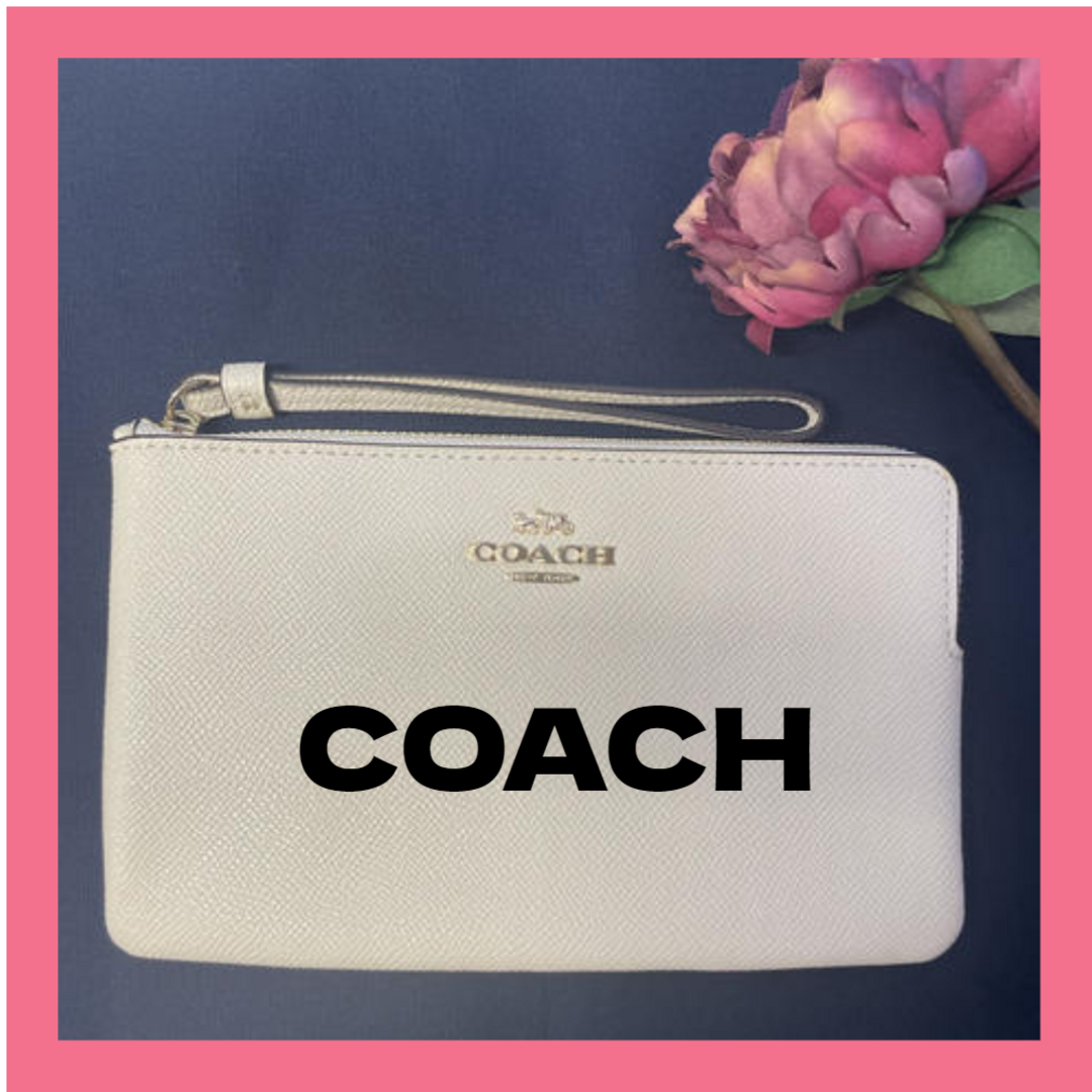 新品COACH ホワイトポーチ コーチ ストラップ付き