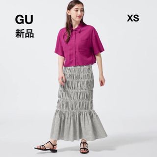 ジーユー(GU)の⭐︎新品タグ付⭐︎GU シャーリングチェックスカート(ロングスカート)