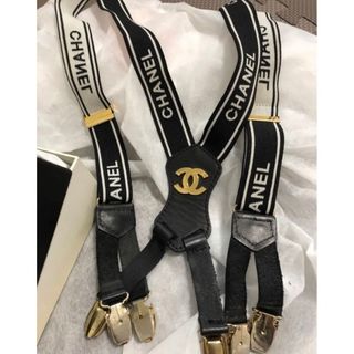 CHANEL  シャネル サスペンダー　黒 ブラックよろしくお願いしますmm