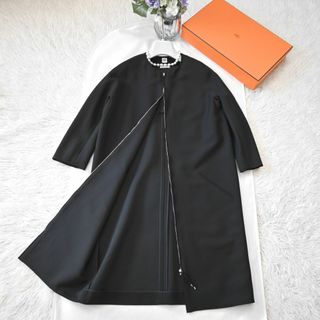 エルメス(Hermes)の★HERMES★新品同様★最高級ウールシルク★ブラック★ドレス★コート★(ロングコート)