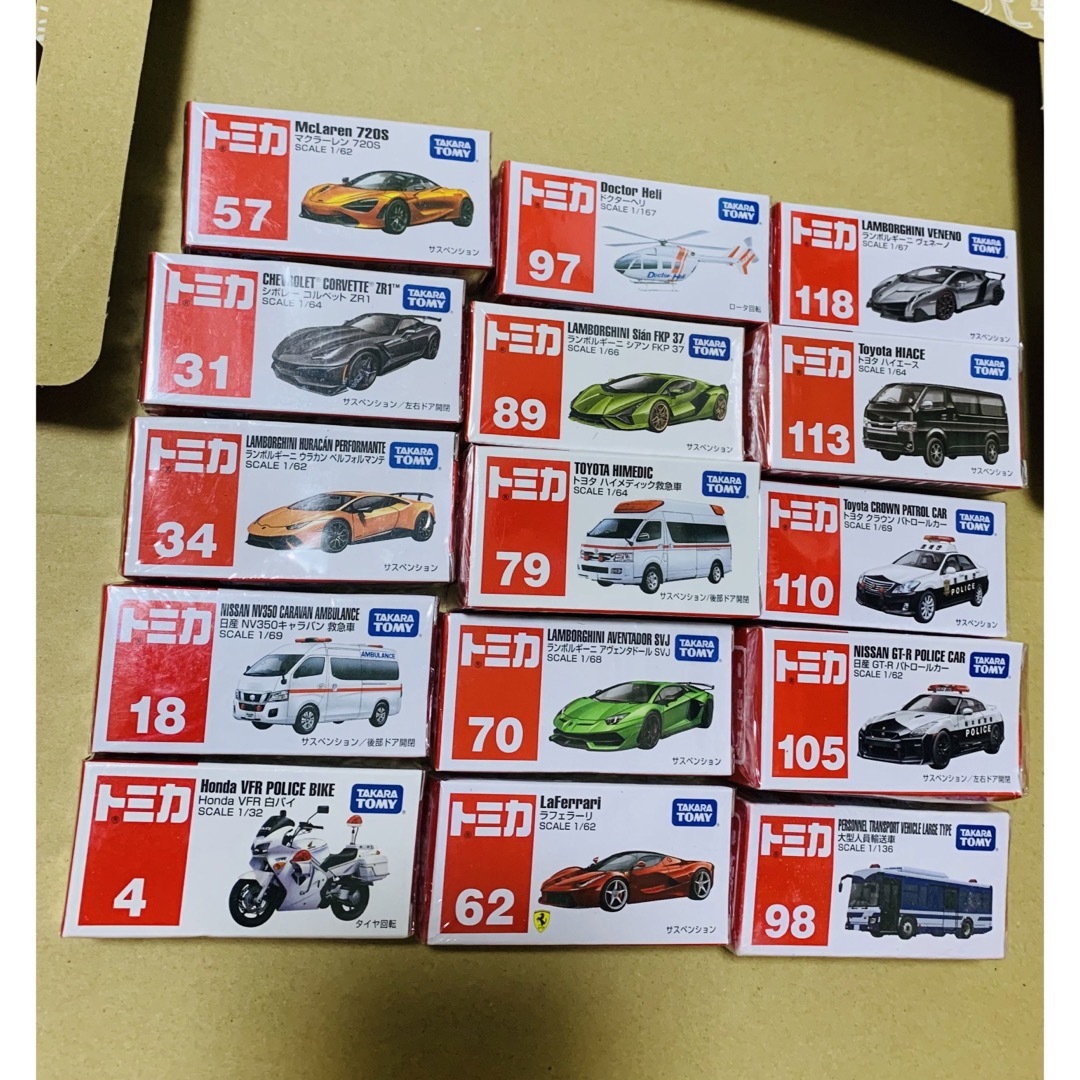 ☆／TOMICA まとめ売り／ 15台セット＋トミカカード1個／未使用・未開封／-