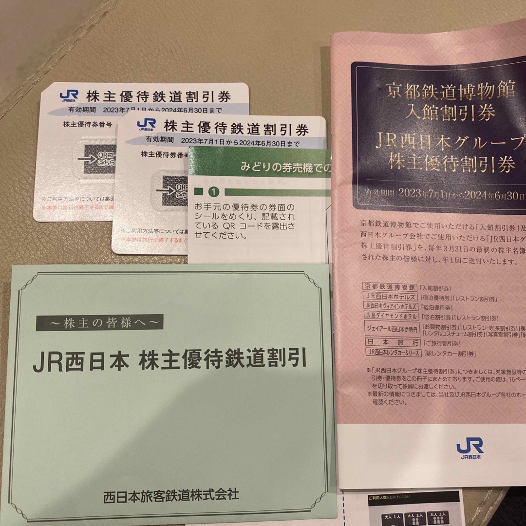 JR西日本　株主優待鉄道割引券２枚