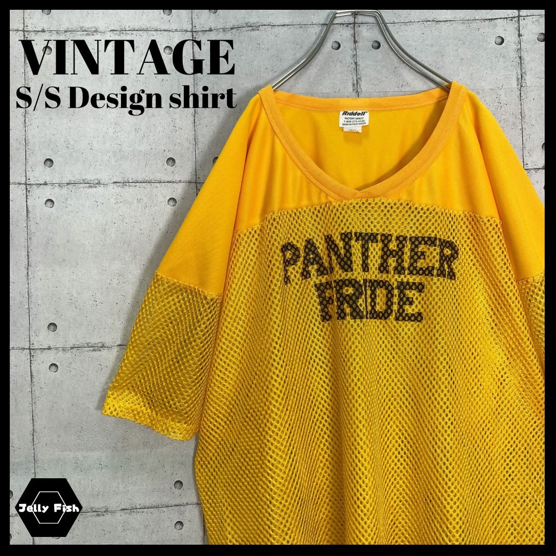 ART VINTAGE(アートヴィンテージ)の【レアデザイン】VINTAGE 切替 メッシュ ゲームシャツ 半袖 US古着 メンズのトップス(Tシャツ/カットソー(半袖/袖なし))の商品写真