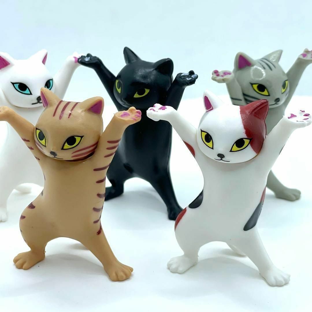 新品☆ネコ☆ペン立て☆置物☆ネコフィギュア☆にゃんこ☆5匹セット☆軽量☆雑貨 インテリア/住まい/日用品のインテリア小物(置物)の商品写真