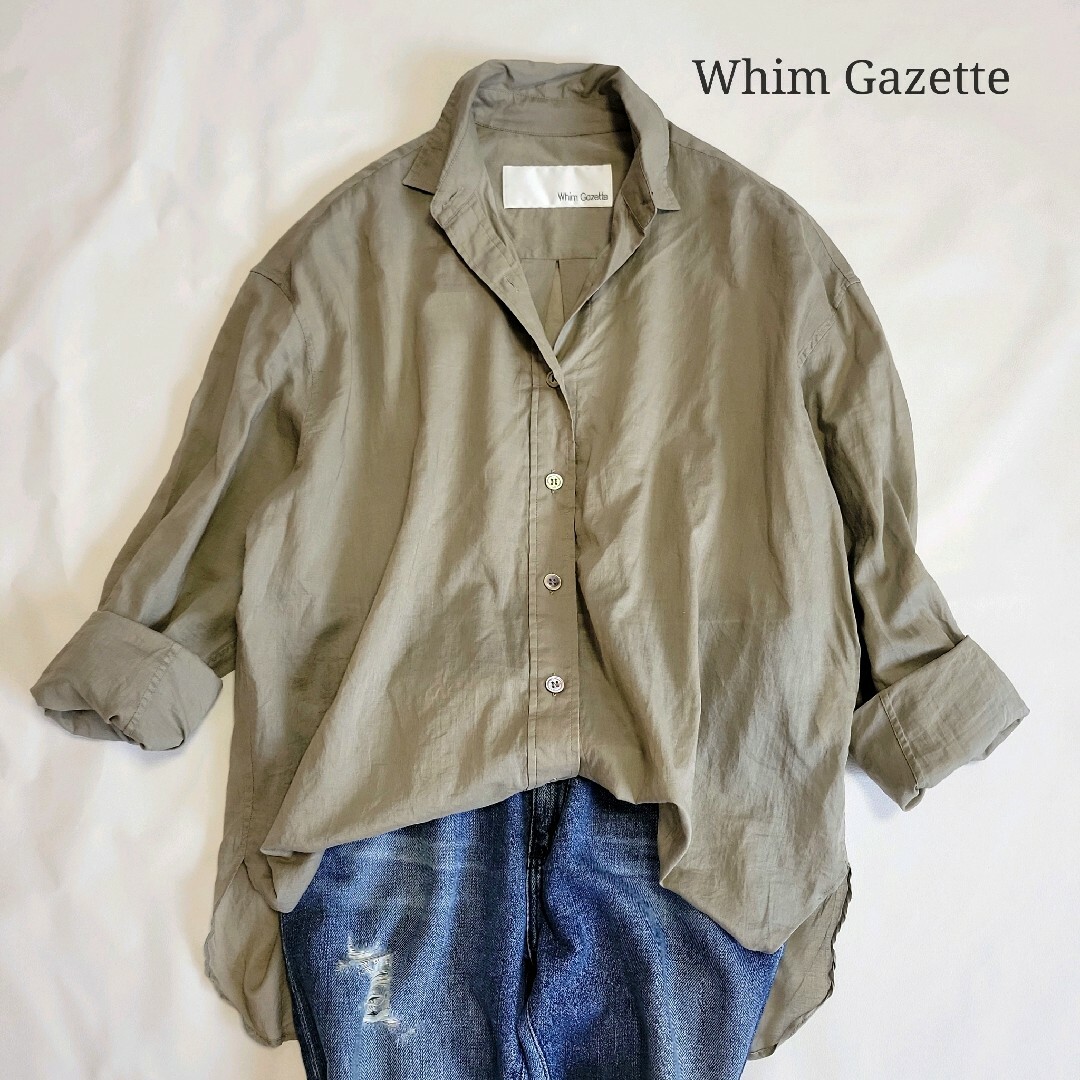ウィムガゼット シアーシャツ 洗える 長袖 カーキ ブラウス 日本製 | フリマアプリ ラクマ