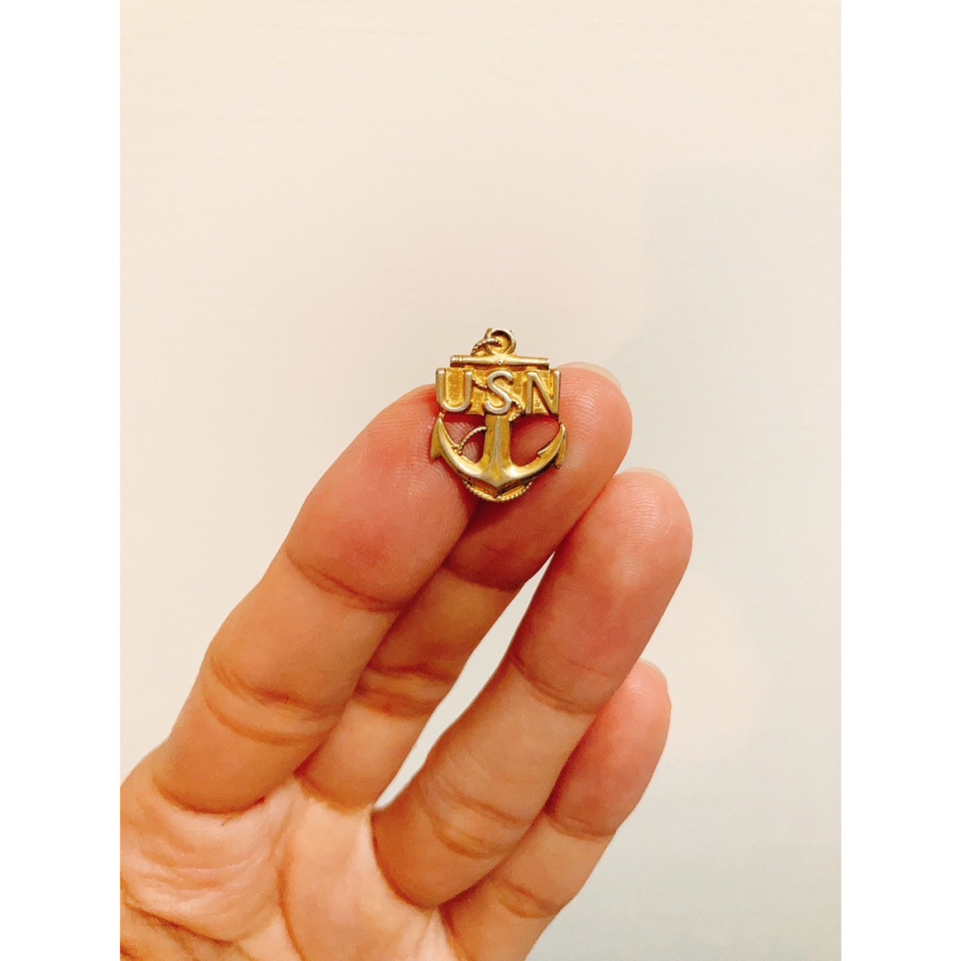 ピンバッジ Vintage Military WWII Anchor Sterling Gold Filled Pin