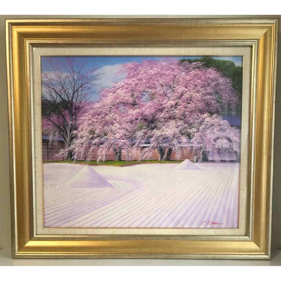 油彩画　寺井孝　「高台寺の桜」桜　絵画　油絵　風景画　F10号