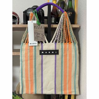 【大人気】マルニ　MARNI バック　フラワーカフェ　トートバッグ　オレンジ系