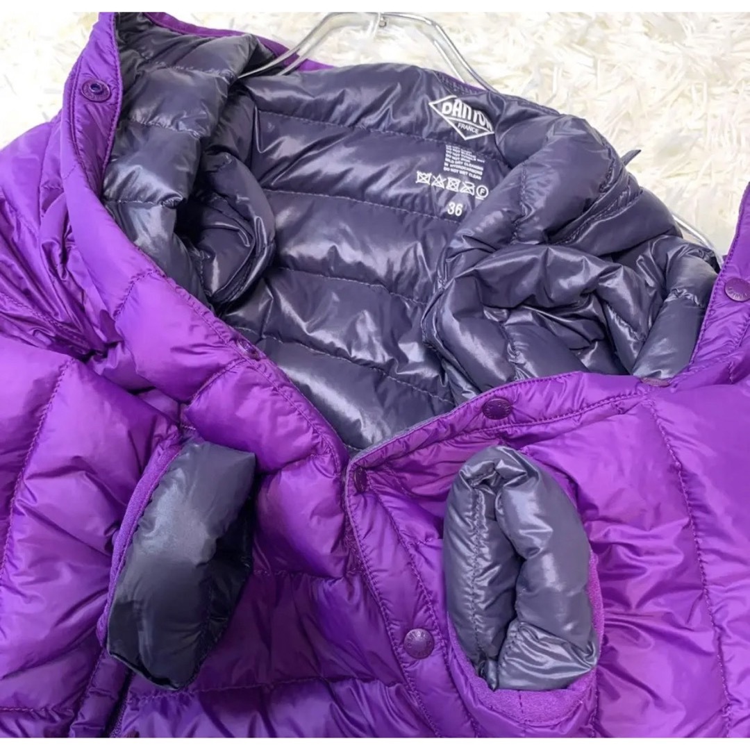 346. 美品◇ダントン M ノーカラー インナーダウン ジャケット 軽量 紫
