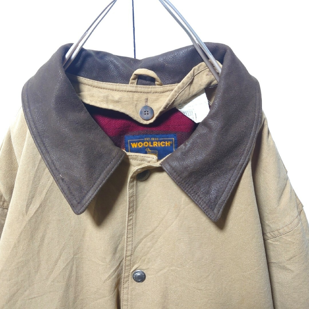 【WOOLRICH】レザー襟 ライナー付き ハンティングジャケット S-045